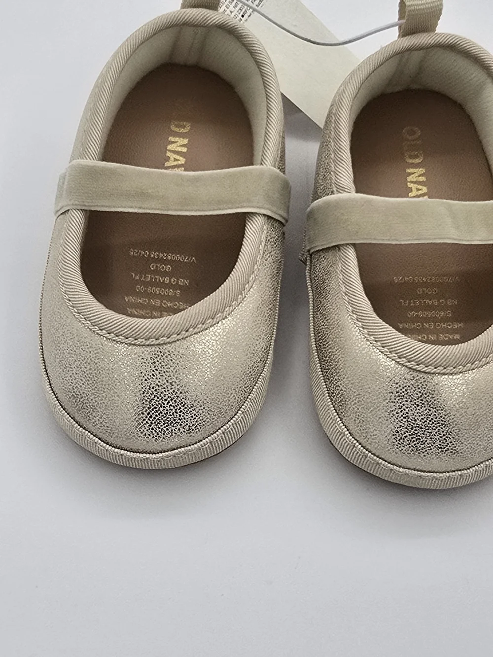 2 Old Navy Metallic Gold and Red Velvet Mary Jane Baby Shoes Sz
